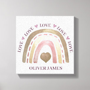 Canvas Print - Rainbow Hearts Gold Plum Leinwanddruck