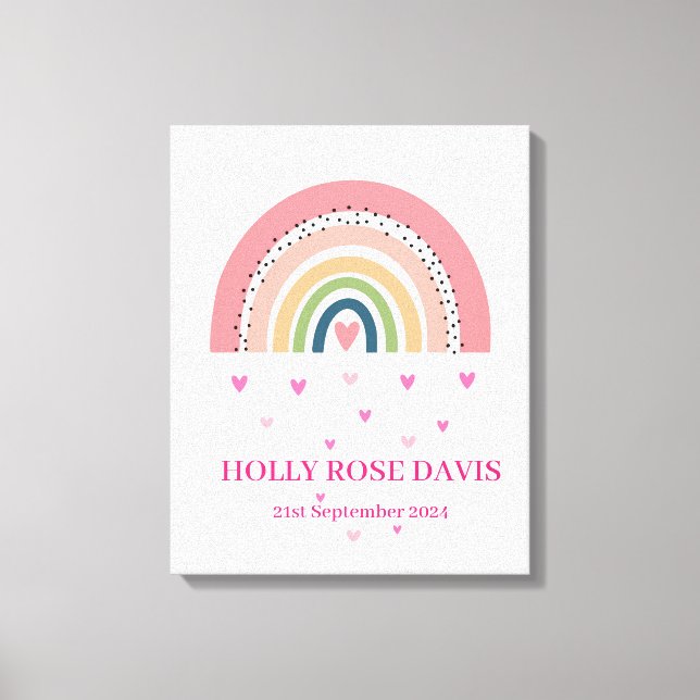 Canvas Print - Rainbow Hearts Pink Leinwanddruck (Vorderseite)