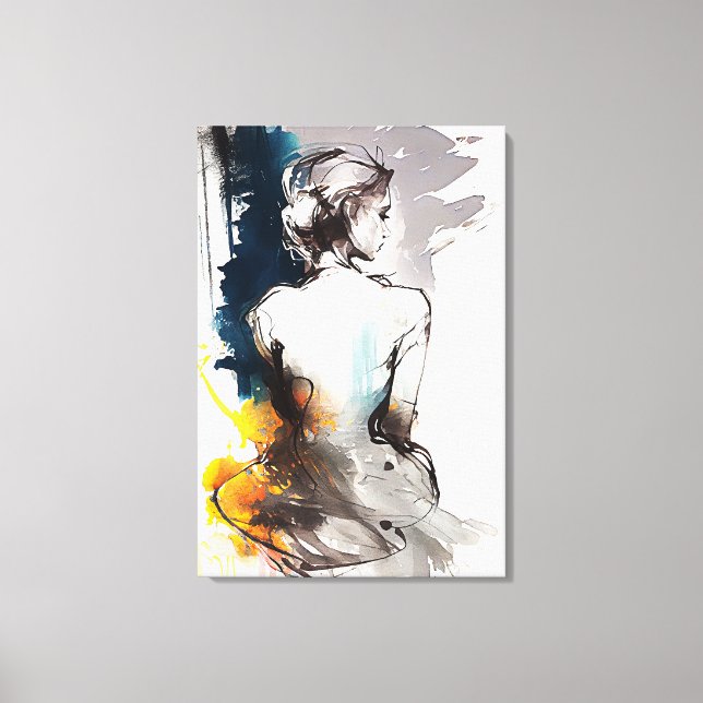 Canvas Print: Silhouette einer weiblichen Sitting Leinwanddruck (Vorderseite)