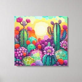 Canvas Print : Sonnenuntergang auf Cactus farbenfr Leinwanddruck