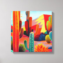 Canvas Print: Wüstenkaktus in warmen Farben