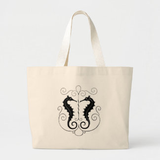 Canvas Sea Horse Beach Bag - Jumbo Tote Stoffbeutel