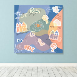 canvas stad blauw leinwanddruck