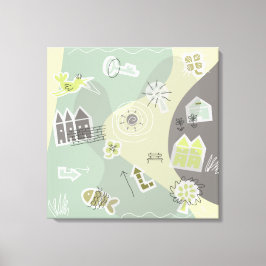 canvas stad grijstinten leinwanddruck