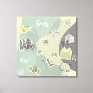 canvas stad grijstinten leinwanddruck