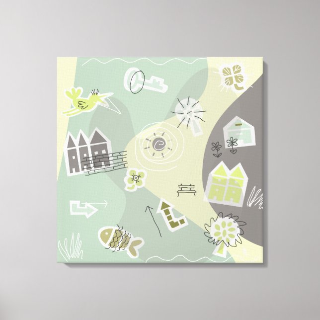 canvas stad grijstinten leinwanddruck (Vorderseite)