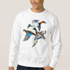 Canvasback, Mallard and Wood Ducks Flying Sweatshirt
