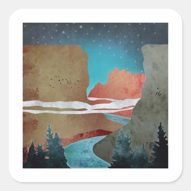 Canyon Birds Quadratischer Aufkleber (Vorderseite)