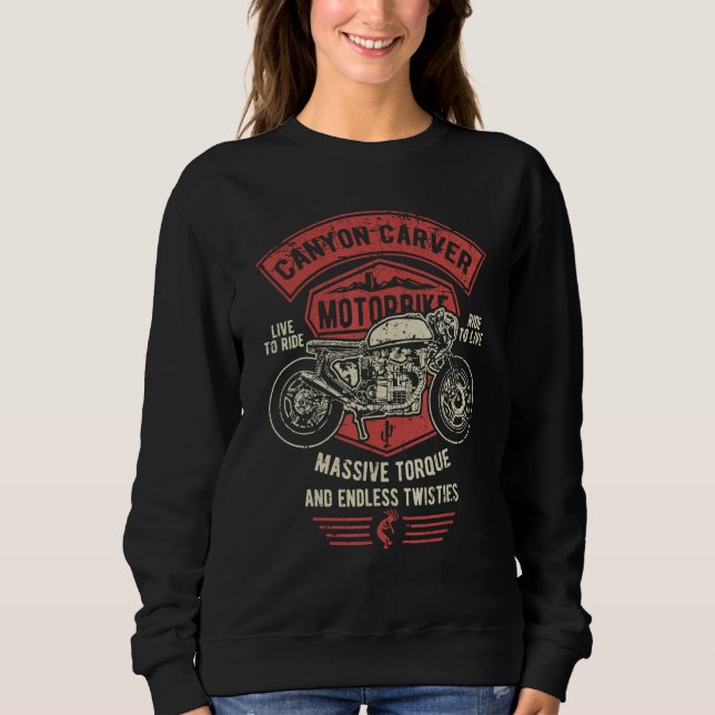 Canyon Carver Vintage Motorcycle Retro Distressed  Sweatshirt (Vorderseite)