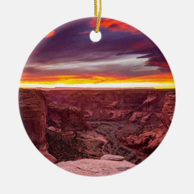 Canyon de Chelly, Sonnenuntergang, Arizona Keramik Ornament (Vorne)