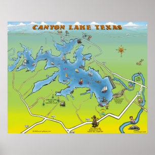 Canyon Lake Texas Cartoon Karte Poster