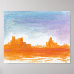 Canyon Landscape Orange Abstrakte Malkunst Poster