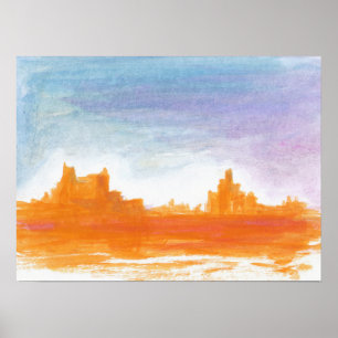 Canyon Landscape Orange Abstrakte Malkunst Poster