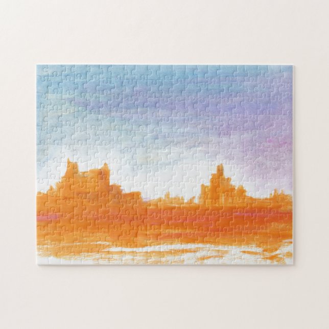 Canyon Landscape Orange Abstrakte Malkunst Puzzle (Horizontal)