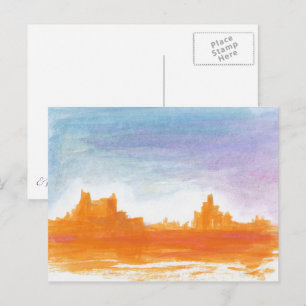Canyon-Landschaft Orange Blau Abstrakte Malerei Ku Postkarte