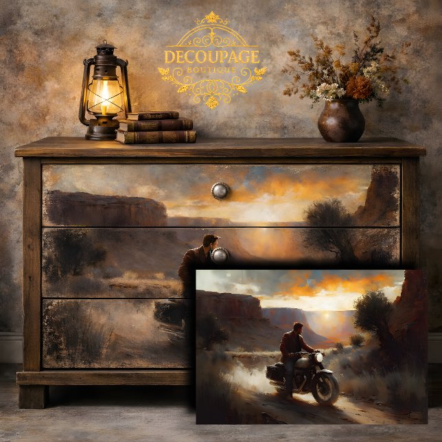 Canyon Motorrad-Reise-Decoupage Seidenpapier (Canyon Motorcycle Journey Decoupage Tissue Paper)