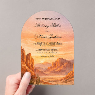 Canyon Mountain Wüstenlandschaft Hochzeit Acryleinladungen