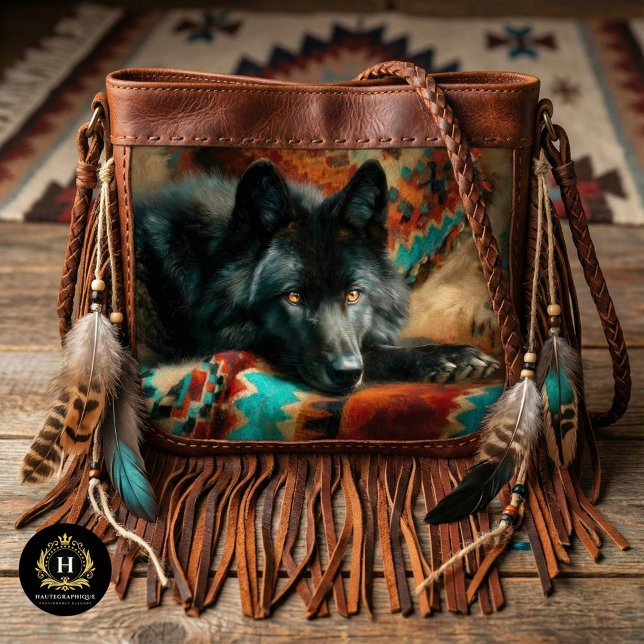 Canyon Night Black Wolf Portrait Seidenpapier (Von Creator hochgeladen)
