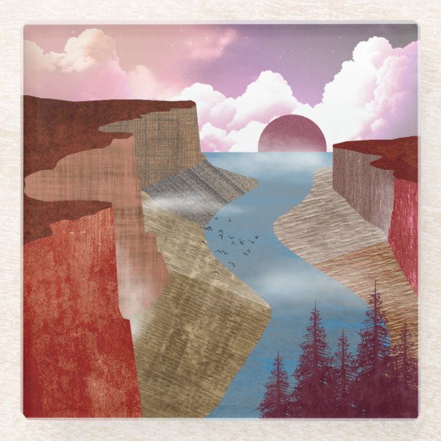 Canyon Ocean Landscape Glasuntersetzer (Vorderseite)