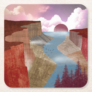 Canyon Ocean Landscape Rechteckiger Pappuntersetzer