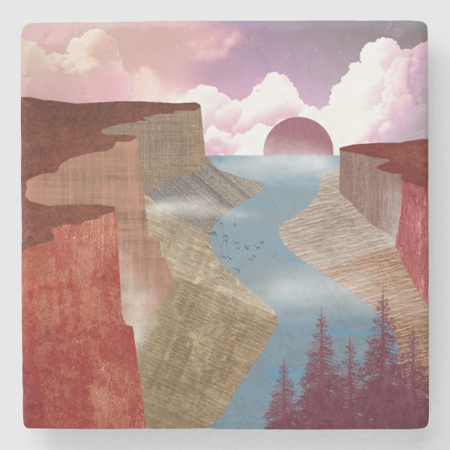 Canyon Ocean Landscape Steinuntersetzer (Vorderseite)
