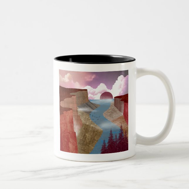 Canyon Ocean Landscape Zweifarbige Tasse (Rechts)