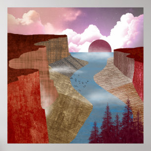 Canyon-Ozean-Landschaft Poster