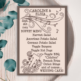 Canyon Rock Boho Wedding 1970 Menükarte