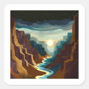 Canyon Sunset Landschaft Quadratischer Aufkleber