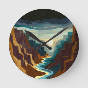 Canyon Sunset Landschaft Runde Wanduhr