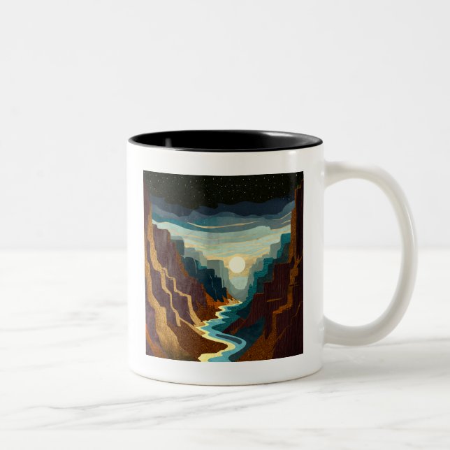 Canyon Sunset Landschaft Zweifarbige Tasse (Rechts)