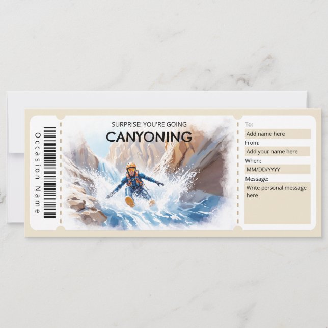 Canyoning Gift Ticket Einladung (Vorderseite)