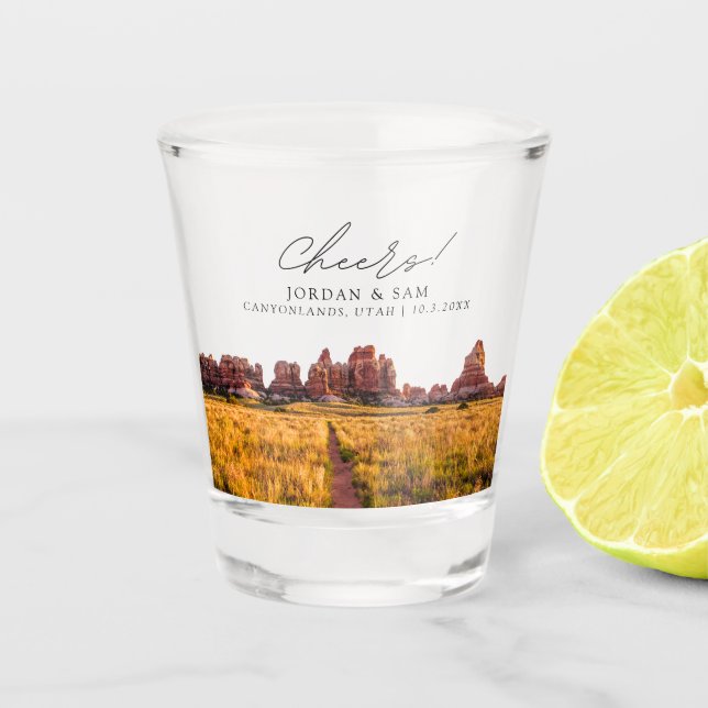 Canyonlands Foto Gastgeschenk Hochzeit Cheats Shot Schnapsglas (Vorderseite)