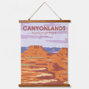 Canyonlands National Park Island Im Sky Retro Wandteppich Mit Holzrahmen