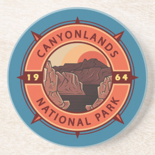Canyonlands National Park Retro Compass Emblem Getränkeuntersetzer