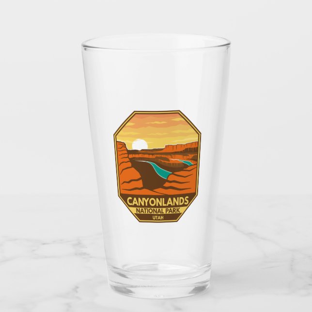 Canyonlands Nationalpark Sunset Retro Emblem Glas (Vorderseite)