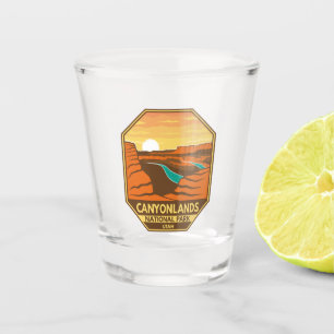 Canyonlands Nationalpark Sunset Retro Emblem Schnapsglas