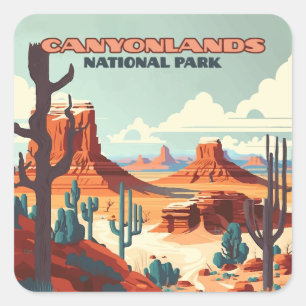 Canyonlands Nationalpark Utah Wüstengebirge Quadratischer Aufkleber