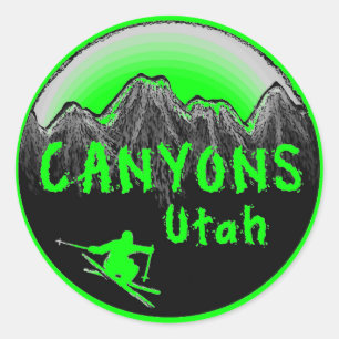 Canyons Utah Skier Runder Aufkleber