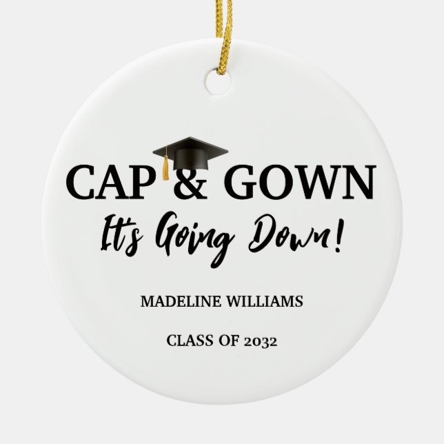 Cap and Gown Es geht runter Foto Abschluss Keramik Ornament (Vorne)