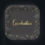 Cap & Confetti Graduation Pappteller<br><div class="desc">🎓Celebrate your graduate’s milestone with this stylish black-and-gold Cap & Confetti Graduation Plates, designed with scattered confetti and classic graduation caps for a festive, polished look. The elegant “Graduation” script at the center makes it a perfect addition to party tables, dessert displays, or buffet setups. Ideal for any commencement celebration,...</div>