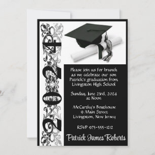 Cap & Diploma 12x18 Black Background Abschluss Einladung
