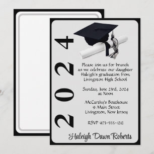 Cap & Diploma 12x18 Black & Silver Abschluss Einladung