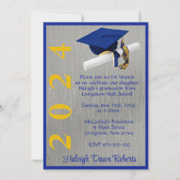 Cap & Diploma 12x18 Royal Blue and Gold Abschluss Einladung