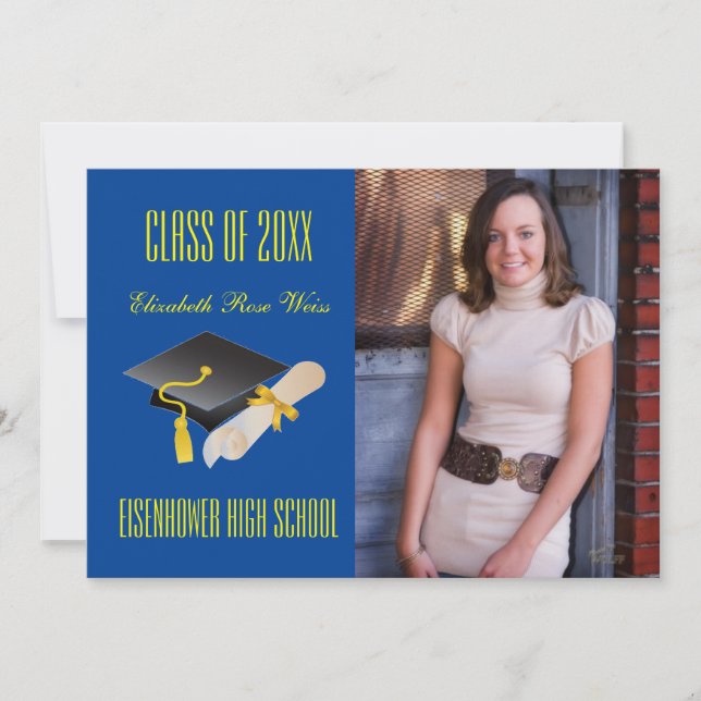 Cap & Diploma Blue - Ankündigung von Abschluss (Vorderseite)