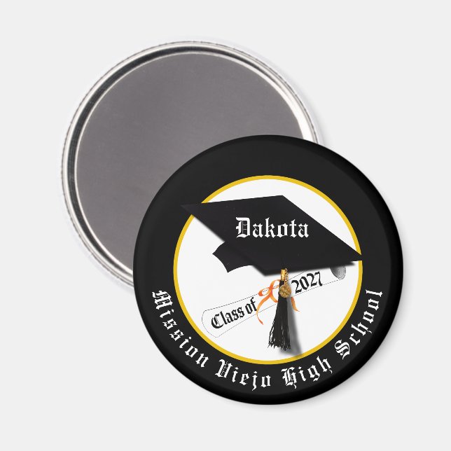 Cap Diploma Class of 2027 Graduation Magnet (Vorderseite/Rückseite)