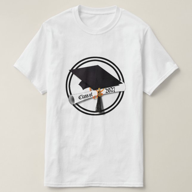Cap Diploma Class of 2027 Graduation T-Shirt (Design vorne)