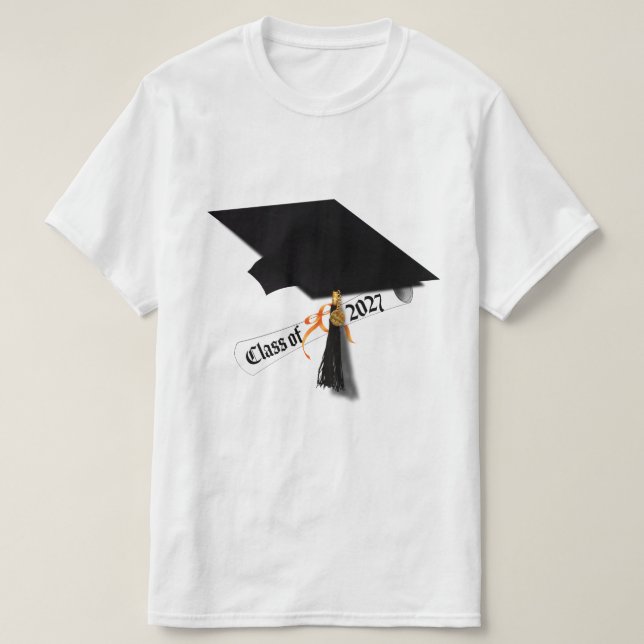 Cap Diploma Class of 2027 Graduation T-Shirt (Design vorne)