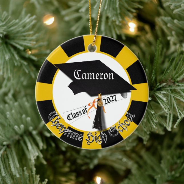 Cap Diploma Class of 2027 Photo Graduation Keramik Ornament (Baum)