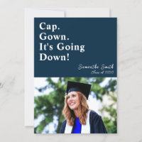 Cap Gown Es geht hinunter zum blauen modernen Absc